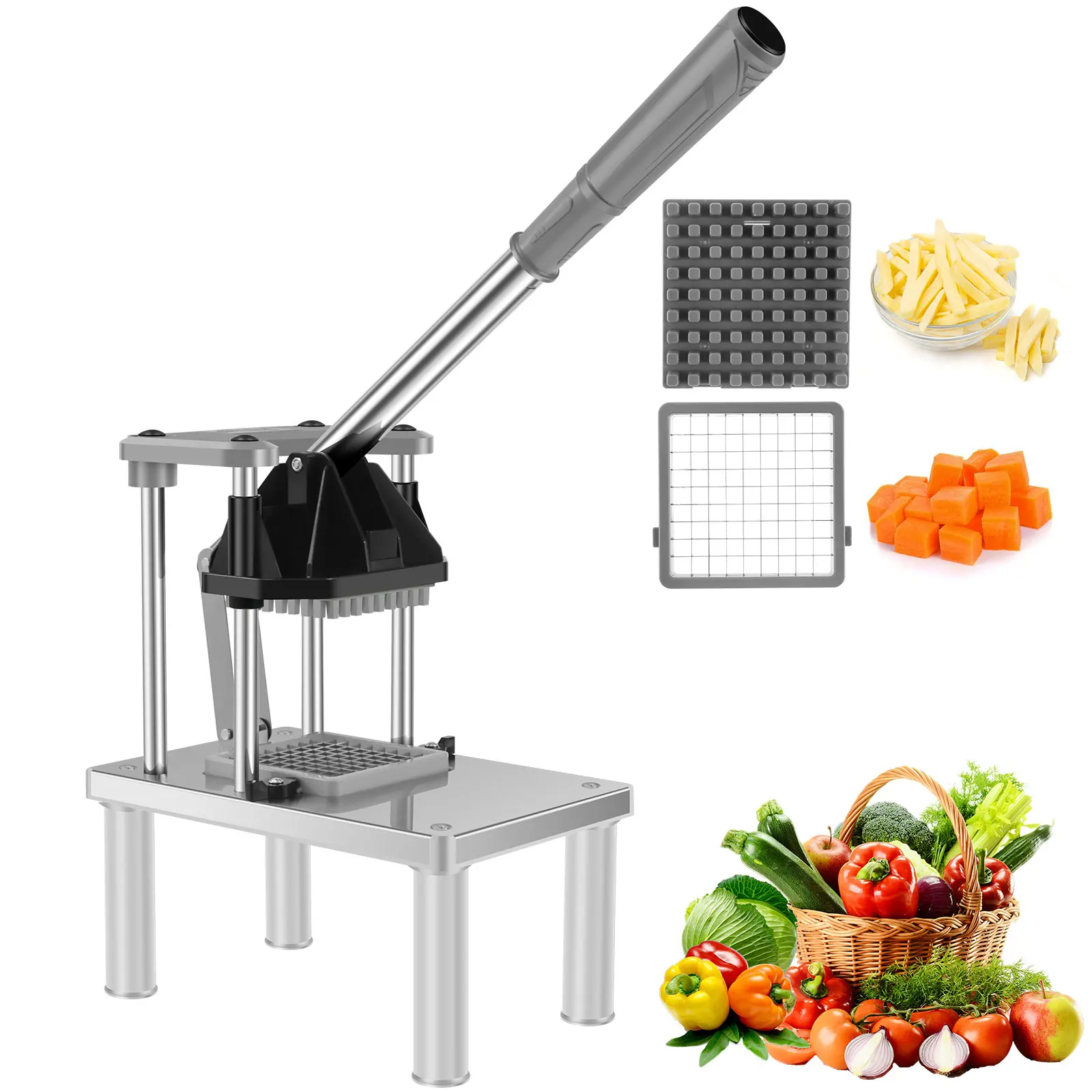 Description Picture 2 of itemVegetable Fruit Chopper French Fry Cutter with 2 Replacement Blades Stainless Steel Vegetable Chopper Dicer for Potato Onion