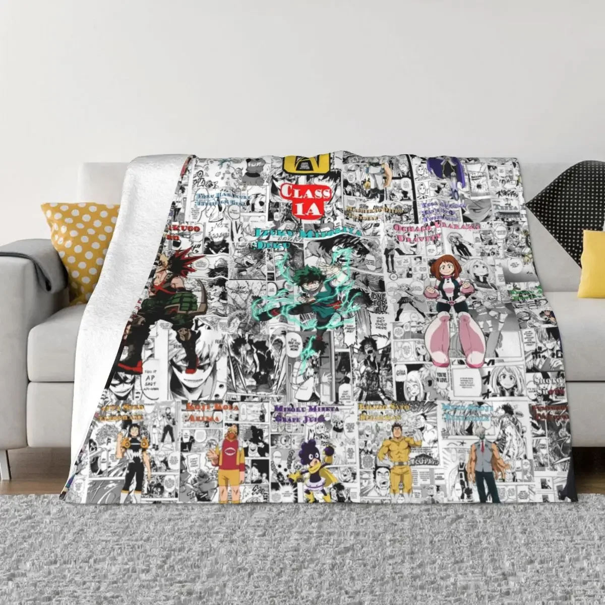 

My Hero Academia Blanket Flannel Printed Anime Cartoon Breathable Super Soft Throw Blankets for Bedding Outdoor Bedspread
