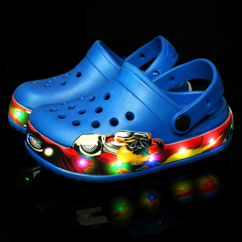 Summer Children Hole Sandals LED Lighted Flashing Light Shoes Boys Girls Beach Sandals Kids Breathable Fashion Sneakers 3