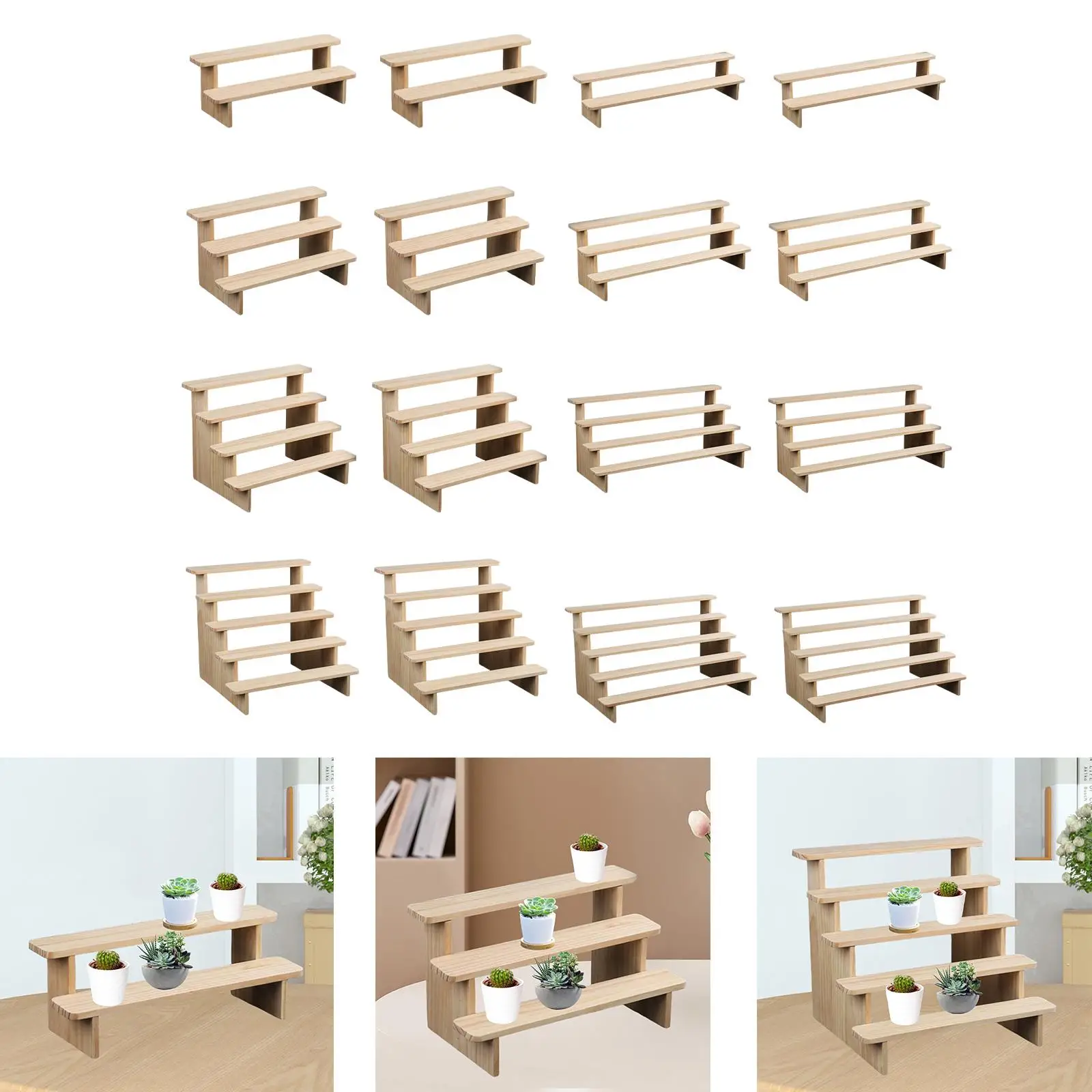 Wooden Display Riser Stand Cupcake Riser for Dolls Collection Figurine ...