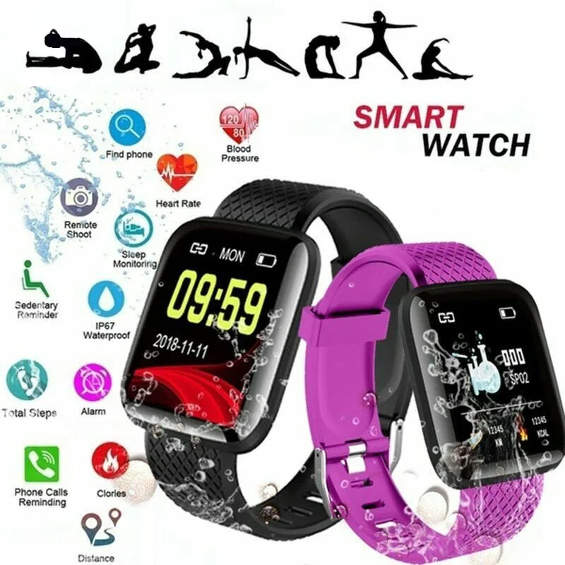 116plu Smart Watch uomo pressione sanguigna Smartwatch impermeabile donna cardiofrequenzimetro fitness tracker orologio sportivo per Android IOS_voghion.com
