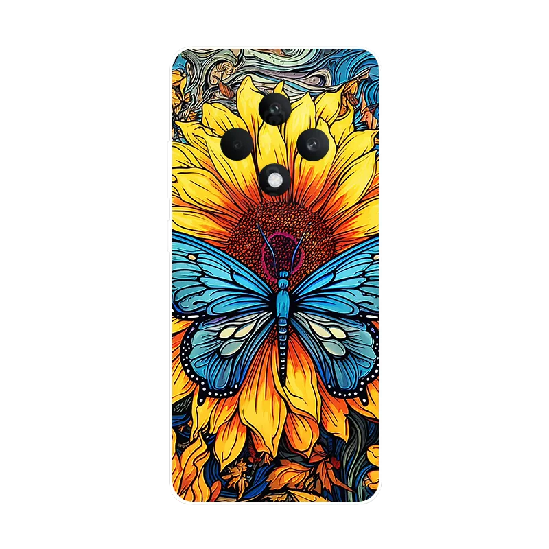 Flower Cat Painted Soft Silicone Case - Stylish Protective Cover