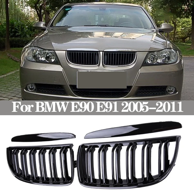 Set Of 3 Front Lower Bumper Grilles For BMW 3 Series 2009-2012 (323i, 328i, 335i) - Direct Replacement