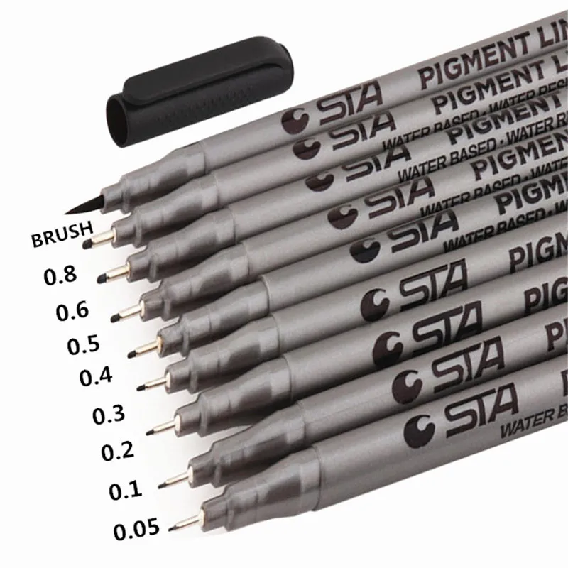 Art Marker Pens Waterproof Art Markers Brush Pen Sketch Drawing comics Pigment Line Pens Office School Stationery Supplies