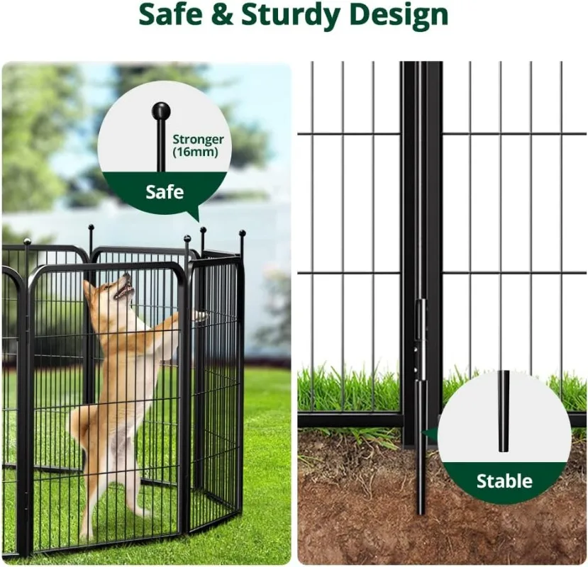 Dog Fence Playpen 24&rdquo;/32&rdquo;/40&rdquo; Indoor Outdoor for Small/Medium/Large Dogs Metal Pet Puppy Cat Exercise Fencing Gate Crate Cage