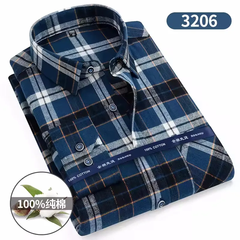 Oversized Fashion Flannel Plaid Men's Long Sleeve Cotton Shirt