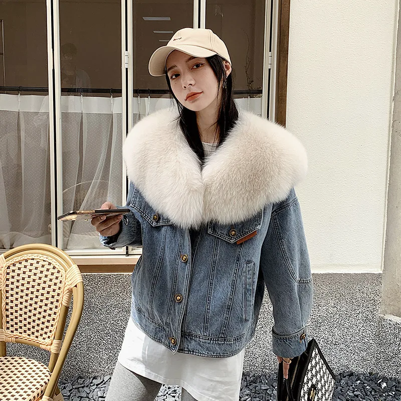 

new 2022 Real Fox Fur Jacket Women slim fit natural fo fur coats outerwear TZ02