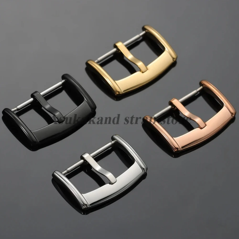 Men's Universal Stainless Steel Watch Band Buckle - Silver/Black/Gold Options, Available in 16mm, 18mm, 20mm Sizes