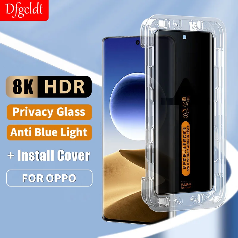 

One click installation Anti-spy Glass For Oppo Find X7 Ultra X6 X5 X3 Curved Screen Protector For Oppo Reno 11 10 9 6 5 Pro Plus