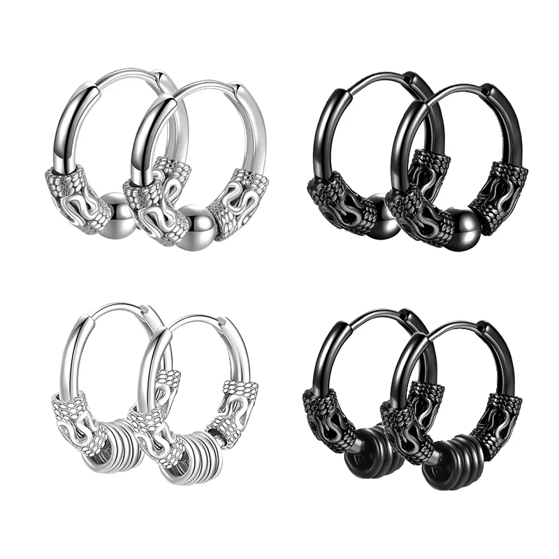 1 paar Punk Edelstahl Runde Kreis Totem Hoop Ohrringe Für Männer Frauen Nicht Verblassen Ohr Ringe Hip Hop Männlichen schmuck
