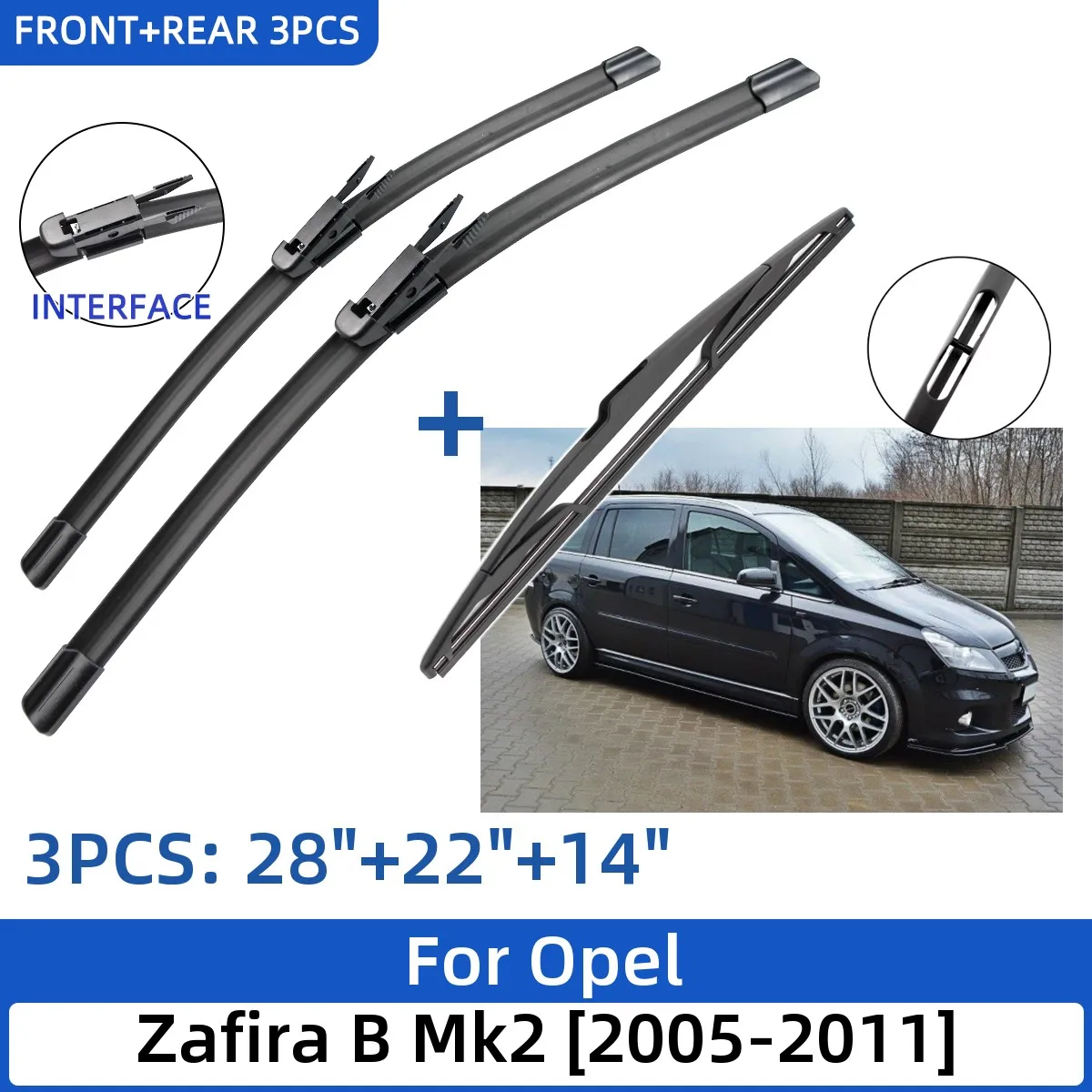ForOpelZafiraBMk220052011282214FrontRearWiperBlades