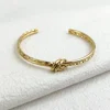 New C-shaped Knot Double Color Braided Wrap Bangles for Women Stainless Steel Jewelry Gold Silver Bracelets Valentine's Day Gift 3