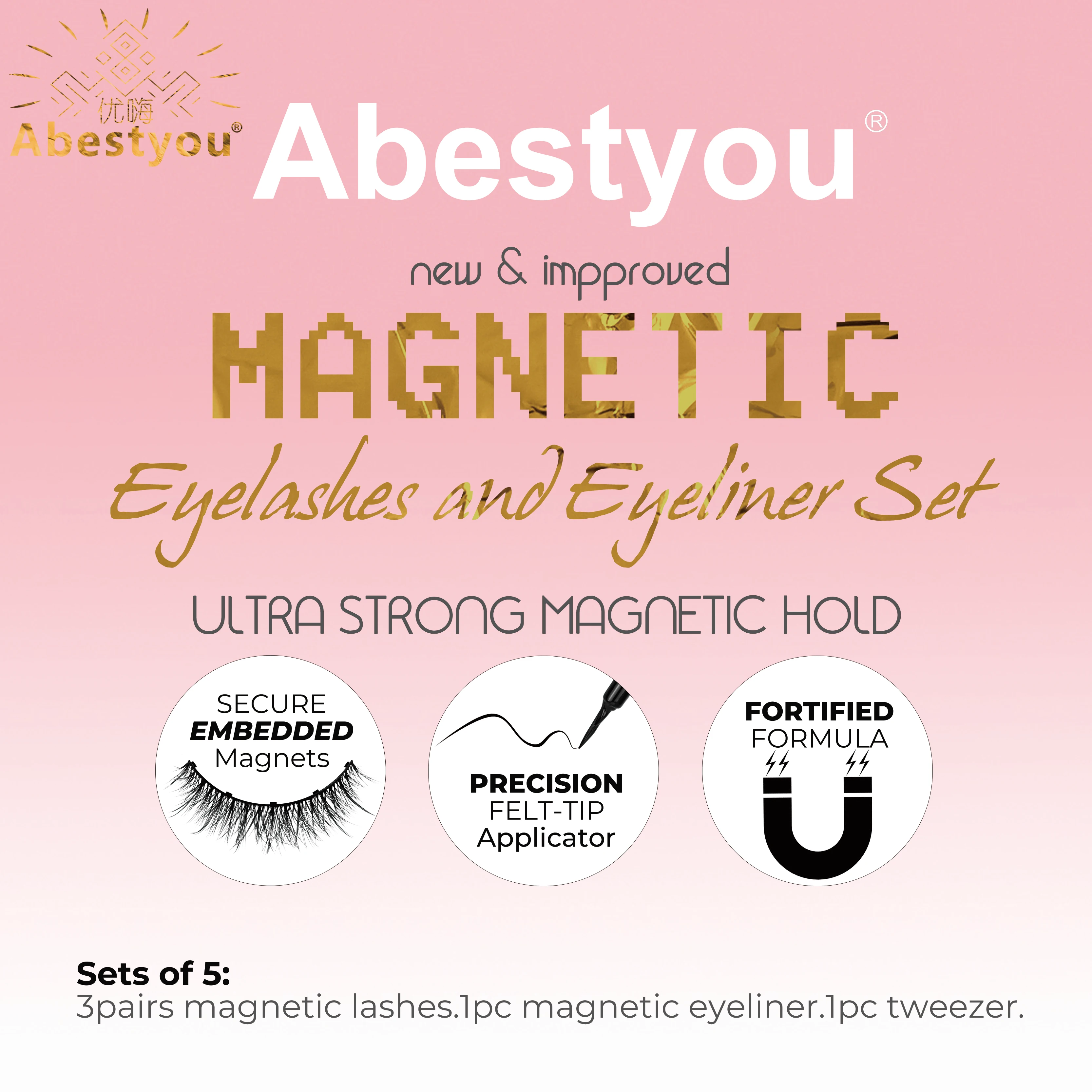 3pairs Reusable Magnetic Fake Eyelashes And Eyeliner Set Makeup Tools fake eyelashes