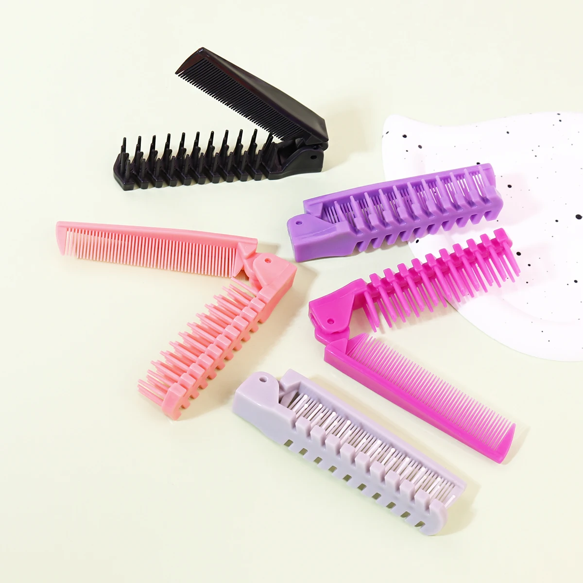 Portable travel folding comb brush anti-static styling massage comb professional hair styling tool Special for real hair wigs
