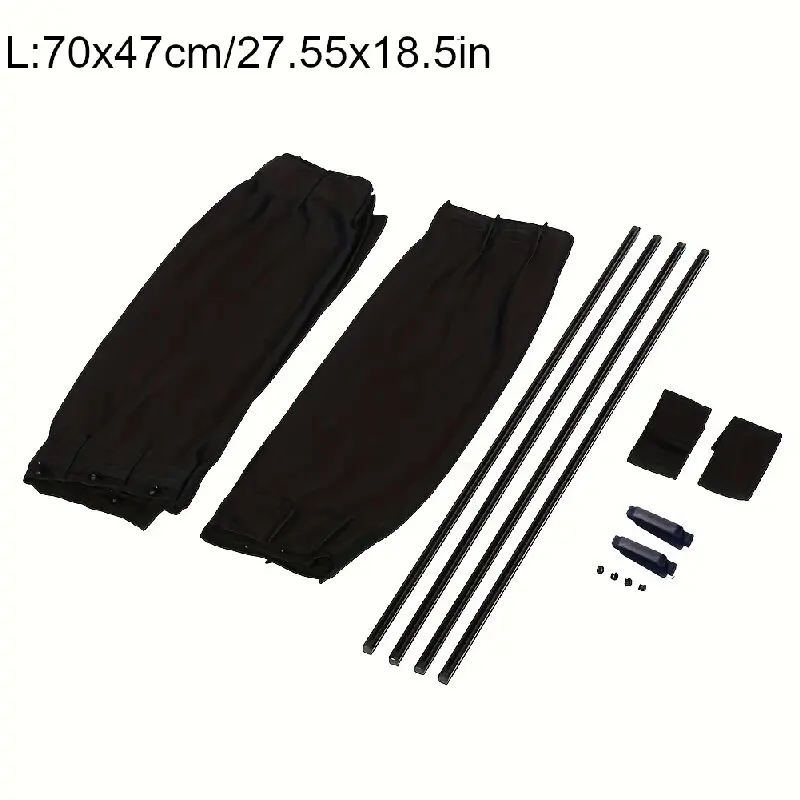 2 stücke 70 cm Auto Sonnenschutz Seite hinten Fenster Vorhang Auto Faltbare Uv-schutz Zubehör Schwarz Reinem Tuch Auto zubehör – Detail 8