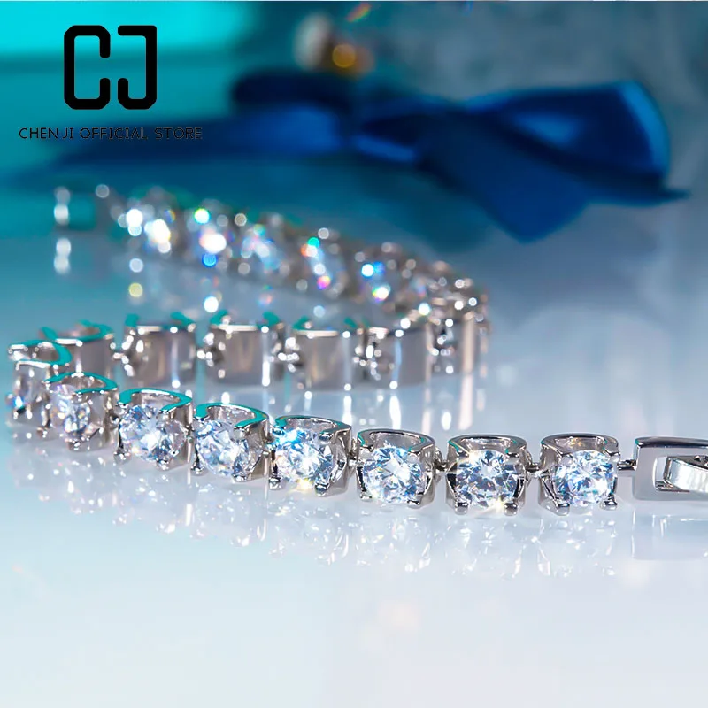 100% 925 Sterling Silver Platinum Plated Luxury Bracelet Bull Head Full High Carbon Diamond Bracelet Wedding Fine Jewelry 2023