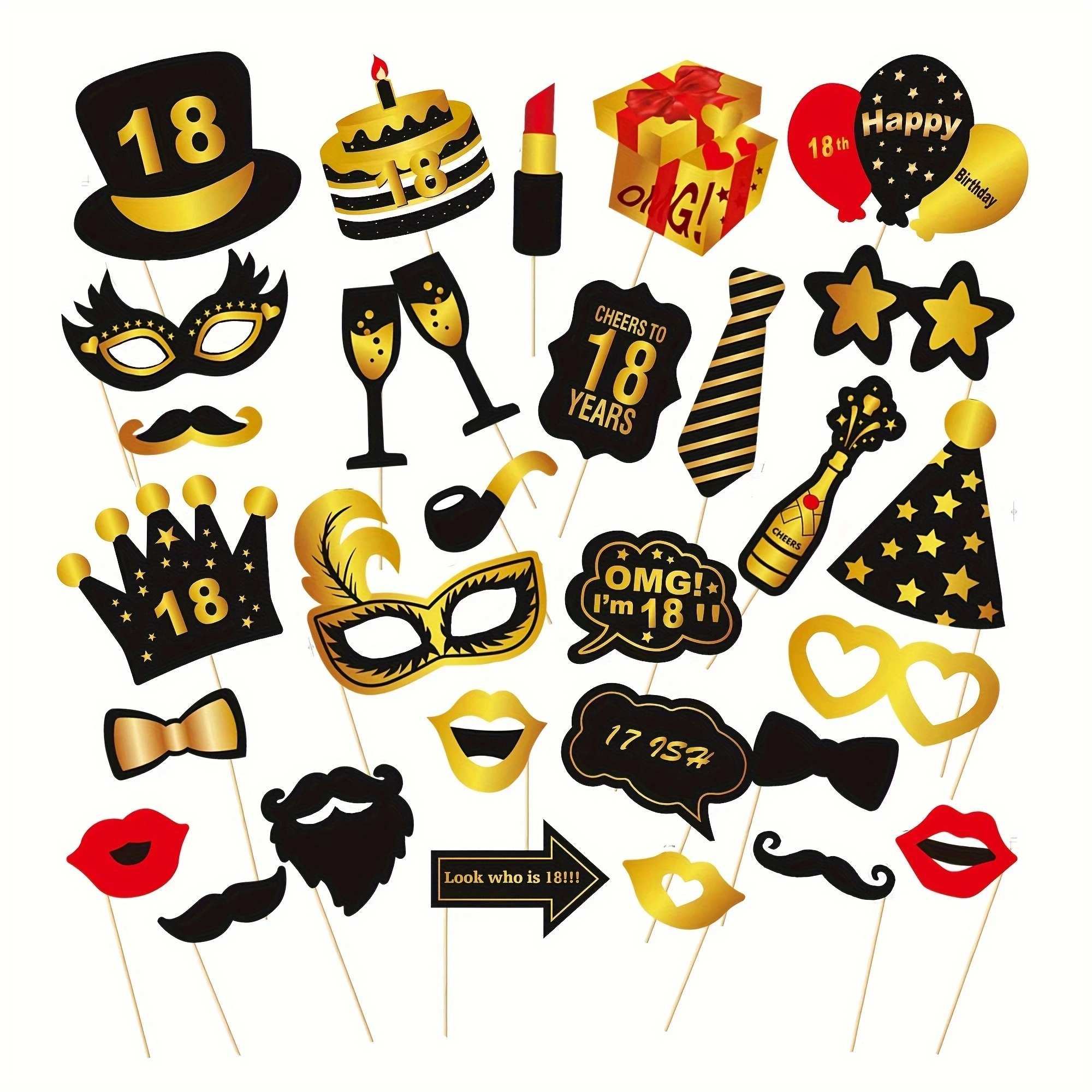 30pcs 40th universal birthday photo props birthday party props set party decoration photo supplies