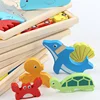 Children Montessori Wooden Toys Block Cartoon Animal Three-dimensional Jigsaw Puzzle Early Education Grab Board  3d Puzzle Toys 5