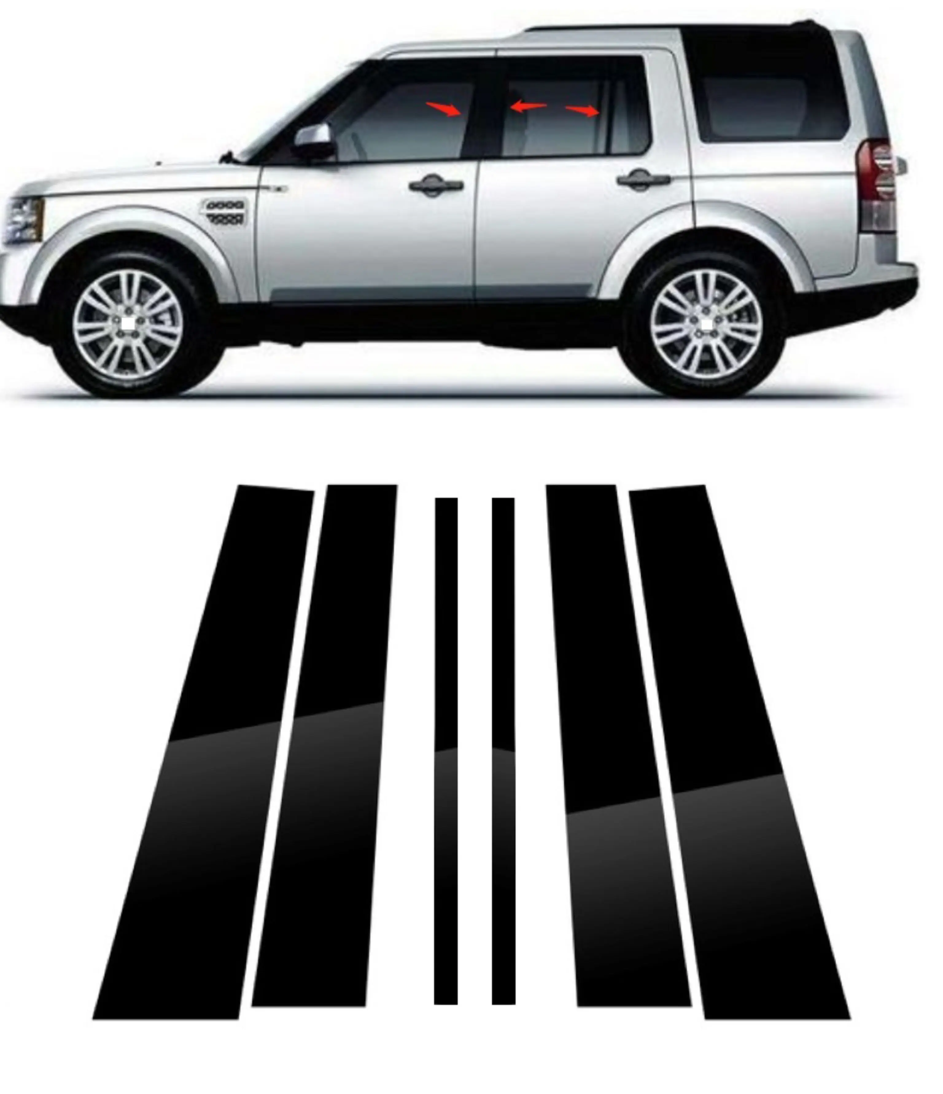 

6PCS Polished Pillar Posts For Land Rover Discovery 3 4 2006 2007 2008 2009 2010 2011-2016 Window Trim Cover BC Column Sticker