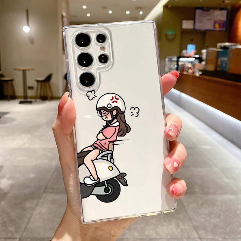 Adorable Cartoon Couple Electric Car Soft Clear Phone Case Cover