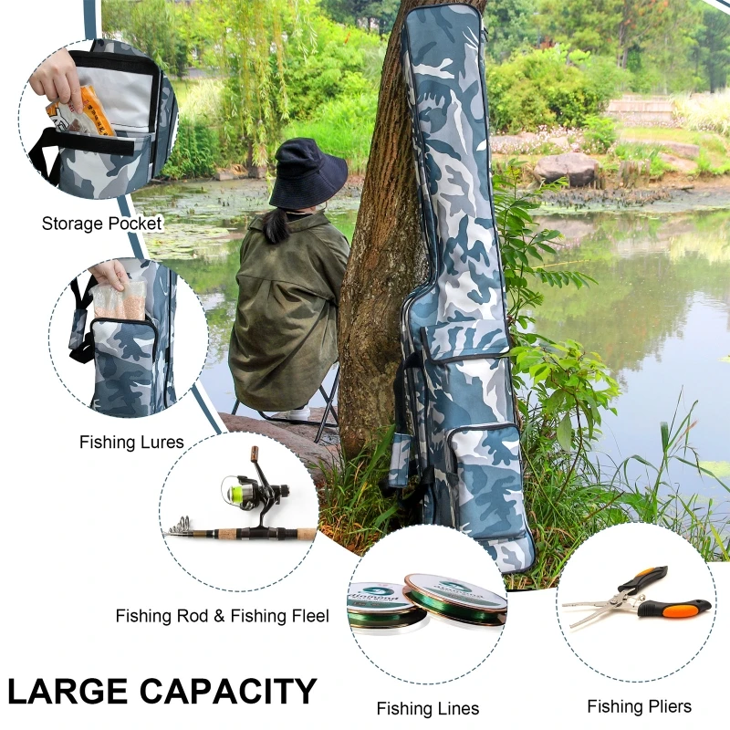 

Portable Fishing Bag Backpack Tackle Storage Bag Waterproof Fishing Rod Bag Fishing Tackle for Carrier Bag 600D Oxford C