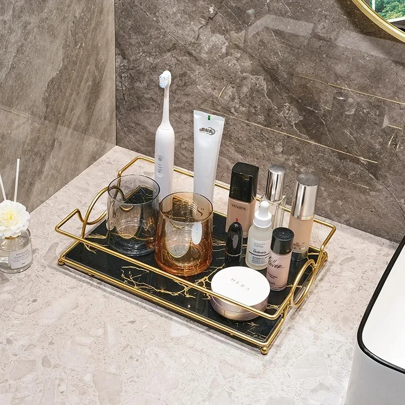 Square Storage Tray Home Living Room Coffee Table Tea Cup Storage Plate Glass Tray Aromatherapy Organizer Home Decor