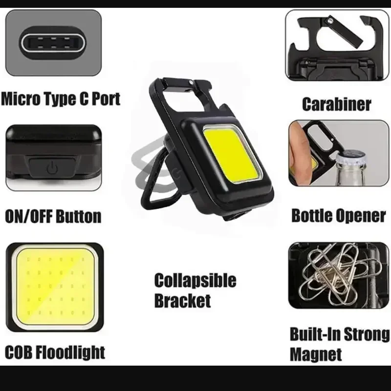 Mini LED 1800LM Flashlight Keychain Multifunctional Portable COB Camping Lamps USB Charging Work Lights Fishing Lanterna 10PCS led flashlight camping lamp led work light camping lights keychain light work light usb night light
