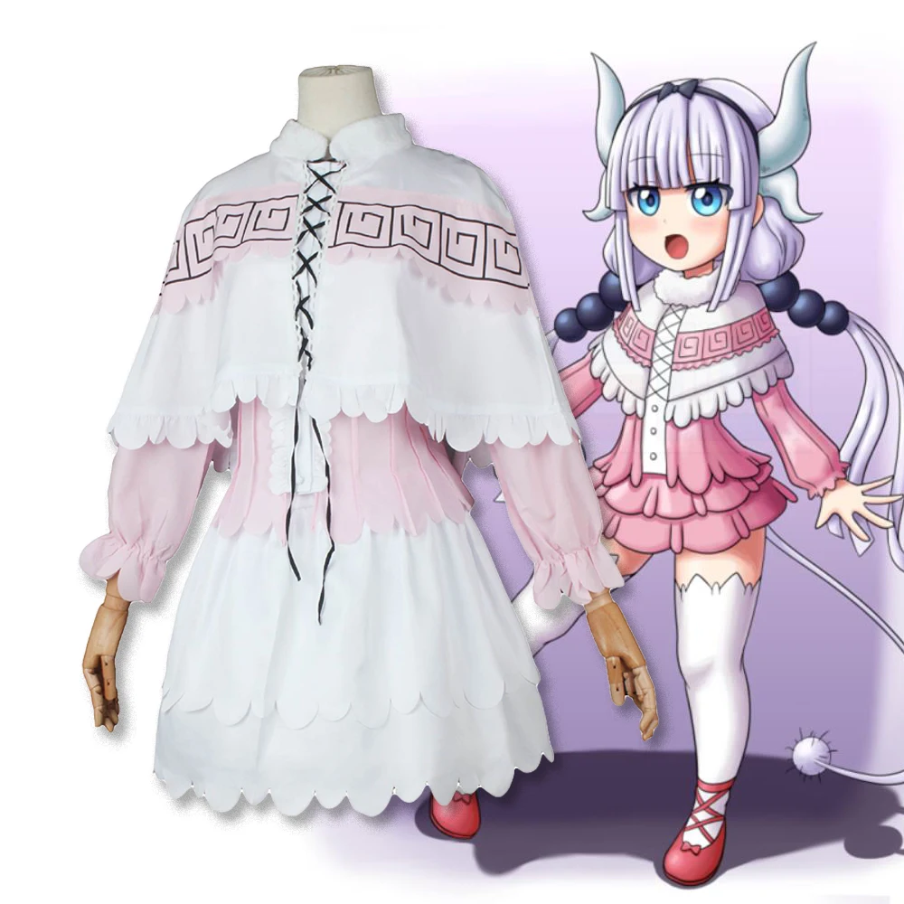 Anime Miss Kobayashi's Dragon Maid Kanna Kamui Cosplay Costumes Pink lolita Dress Carnival Gift | Тематическая одежда и
