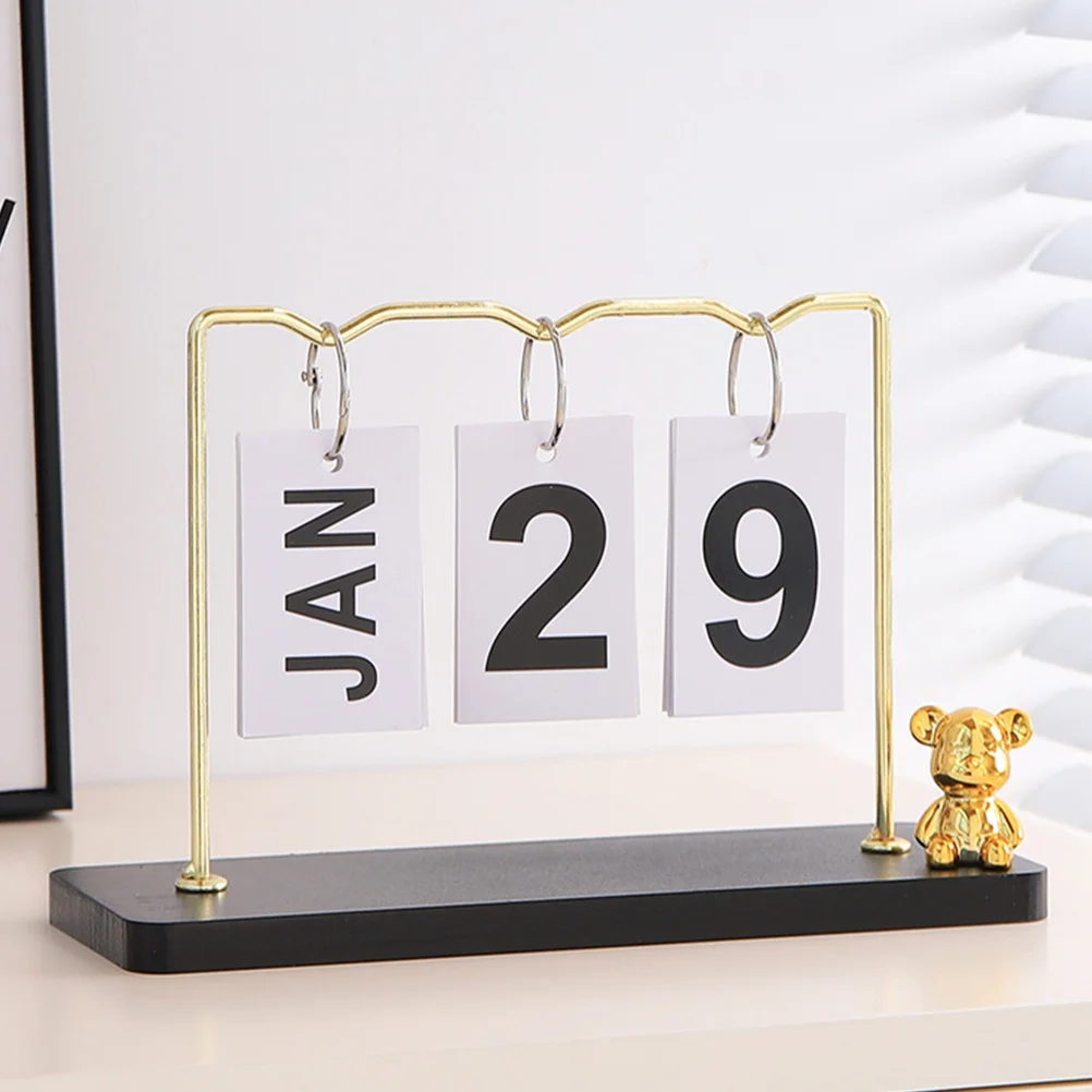 

Calendar Ornament Standing Desk Reusable Flip for Home Vintage Office Perpetual Decorative Household Calendars