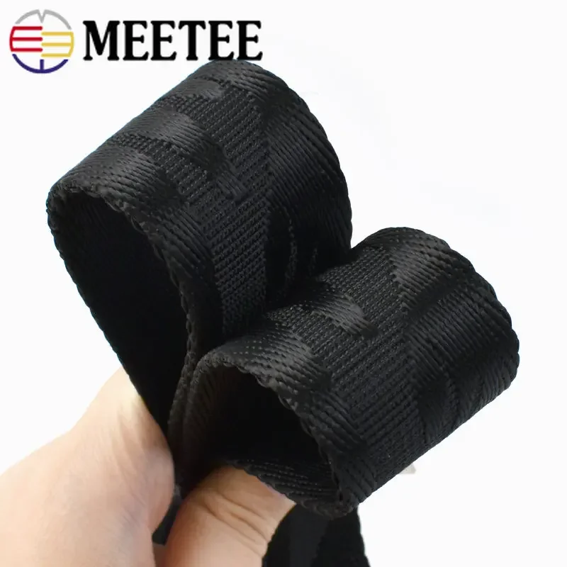 블랙 나일론 웨빙 테이프 자카드 리본, 핸드백 스트랩 가방 벨트 바이어스 바인딩, DIY 의류 재봉 액세서리, 1 m, 2 m, 3 m, 5m, 38mm