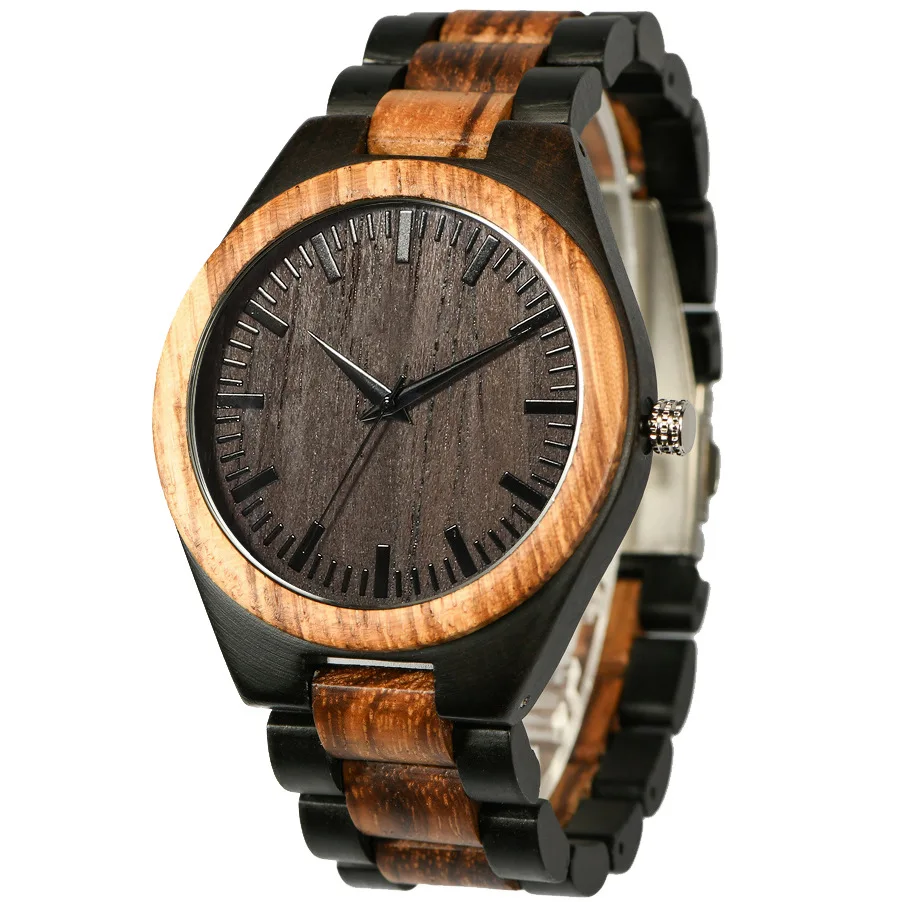 Customized Luxury Men's Chronograph Wood Quartz Wristwatch with Gift Box