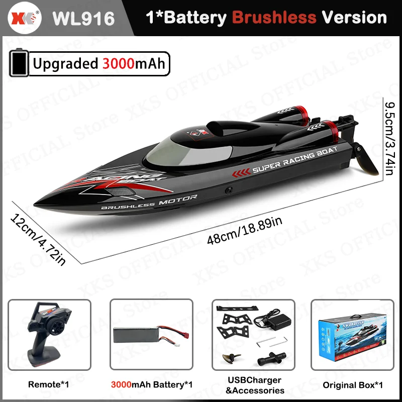 Wltoys-قارب كهربائي بجهاز تحكم عن بعد ، محرك بدون...