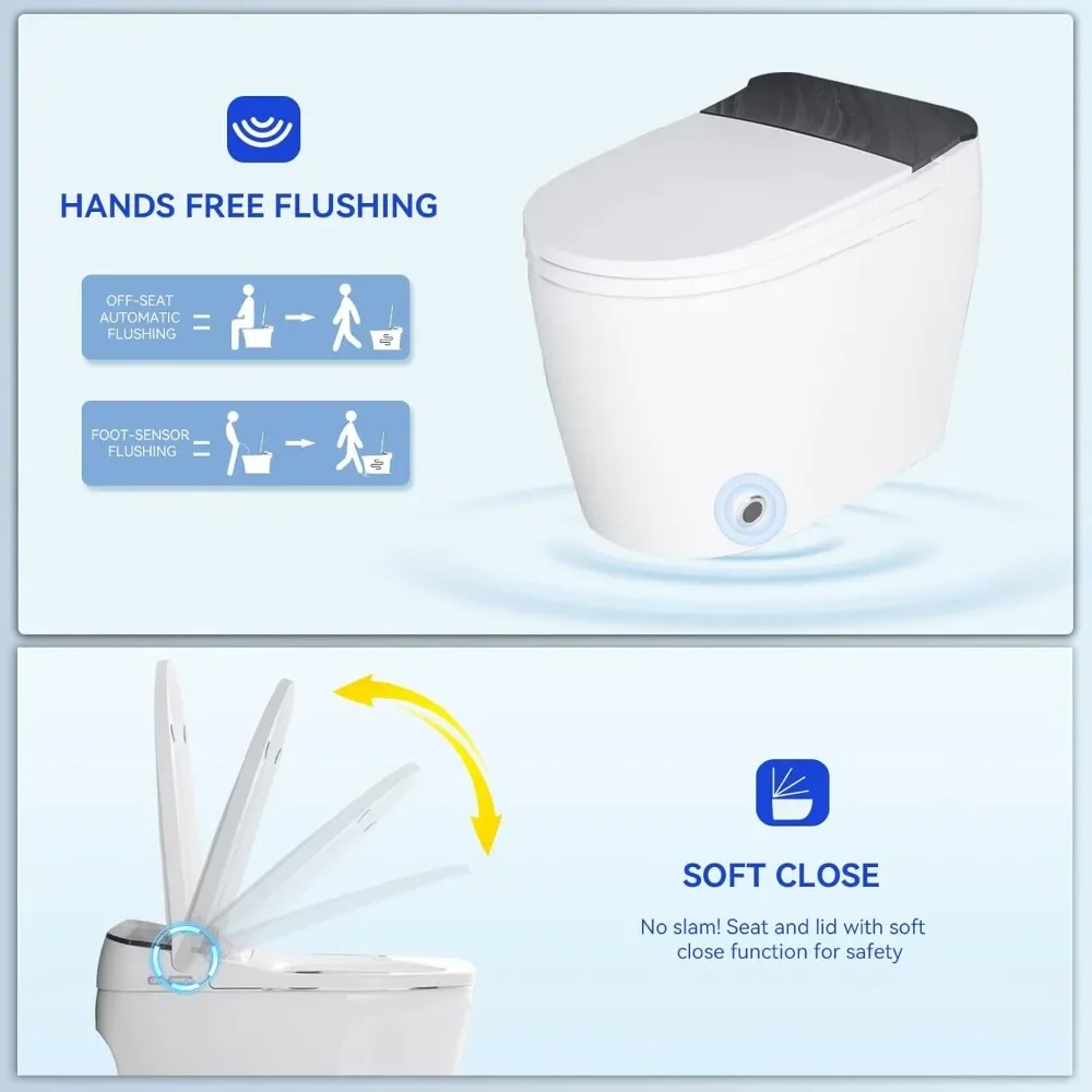 Smart Toilet, Bidet Built in And Toilet with Heated Seat, Automatic Flush, Dryer, Night Light, Digital Display, Toilet Smart 4