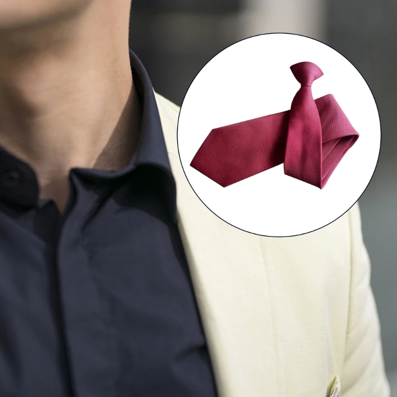 

High Students Shirt Necktie Male Clip Closure Solid Color Uniform Detachable Tie