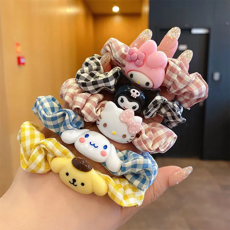 

2022 NEW Hello Kitty Cinnamoroll Kuromi Melody Sanrio Anime Cartoon Kawaii Girl's Plush Hair Circle Cute Hair Band Holiday Gifts