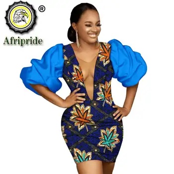 Abiti africani da donna Mini abito con scollo a V profondo con maniche svasate Stampa Ankara Abito da festa sexy taglie forti Abito aderente S 2025052 1