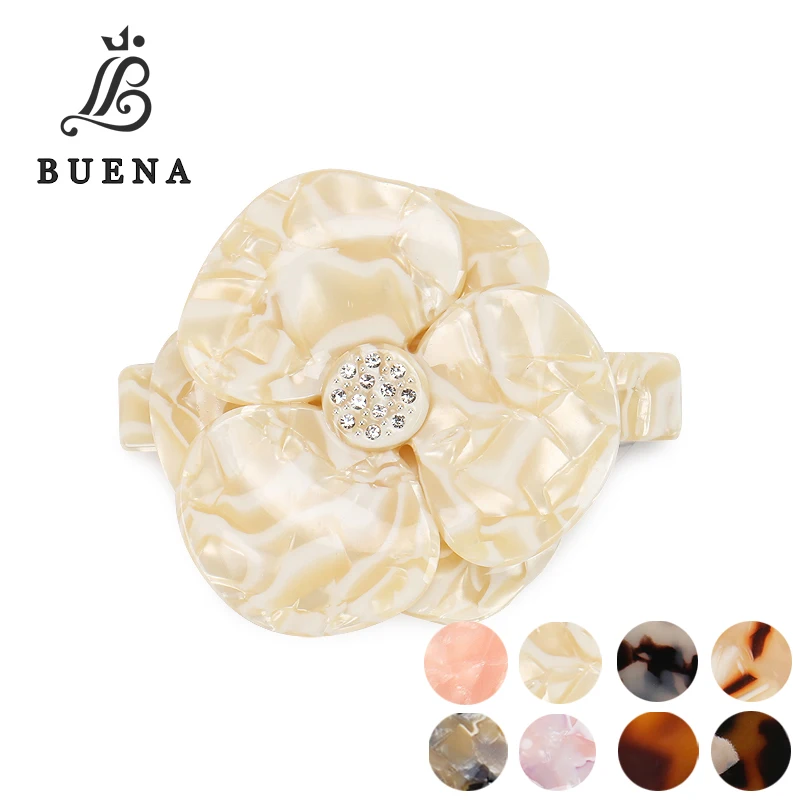 

Camellia Acetate Hair Barrette Hair Clips With Rhinestone Crystal Hair Pins For Women High End Barrettes