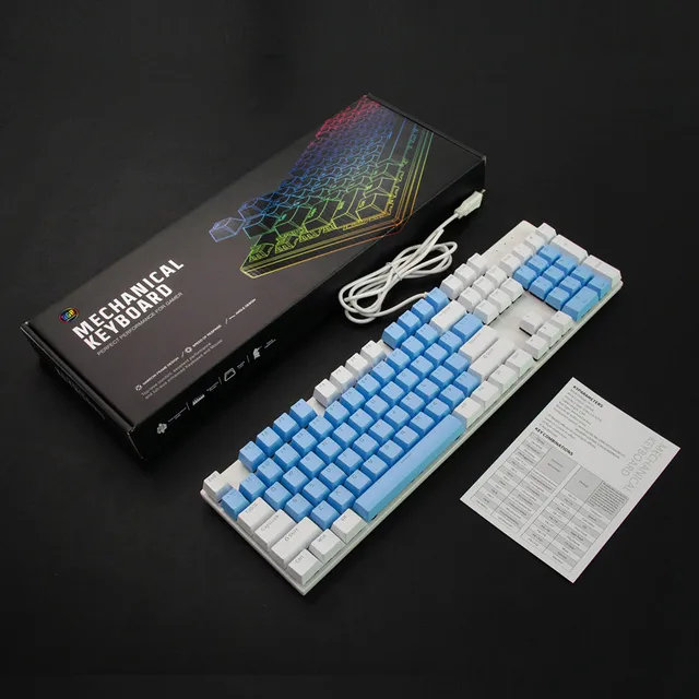 Upgrade your gaming experience with the 104 Keys Mechanical Keyboard Full Size Blue Switch Shaft Hot Swappable E-sports RGB Gaming Keyboard