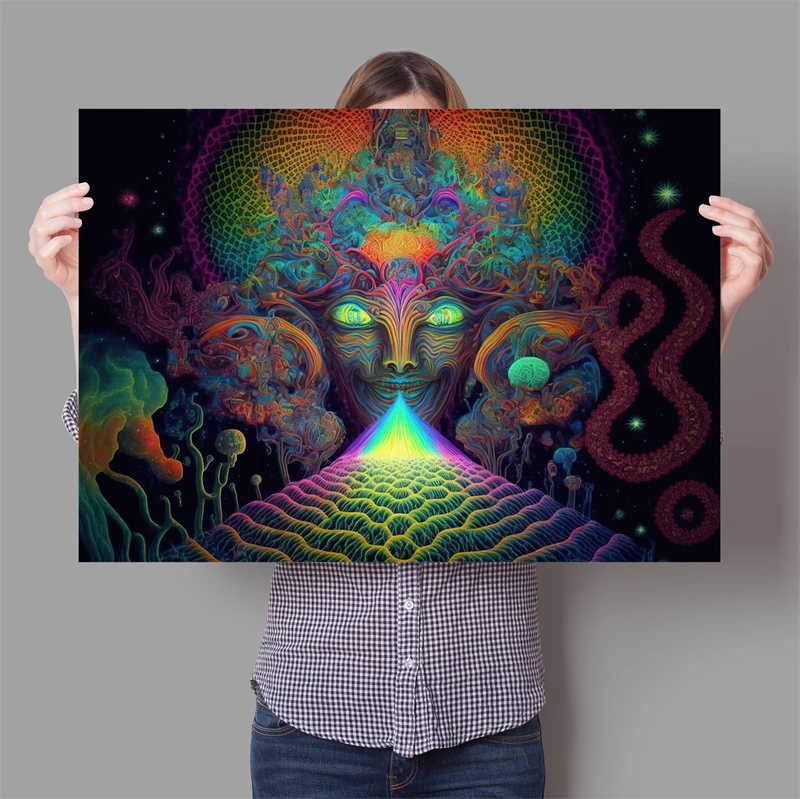 Pop Neon Colorful Cosmic Horror People Nature Brain Skull