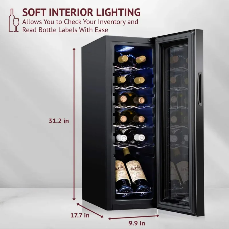 QJTasters Compressor Wine Cooler Refrigerator w/Lock Large Freestanding Wine Cellar Digital Temperature Control Fridge