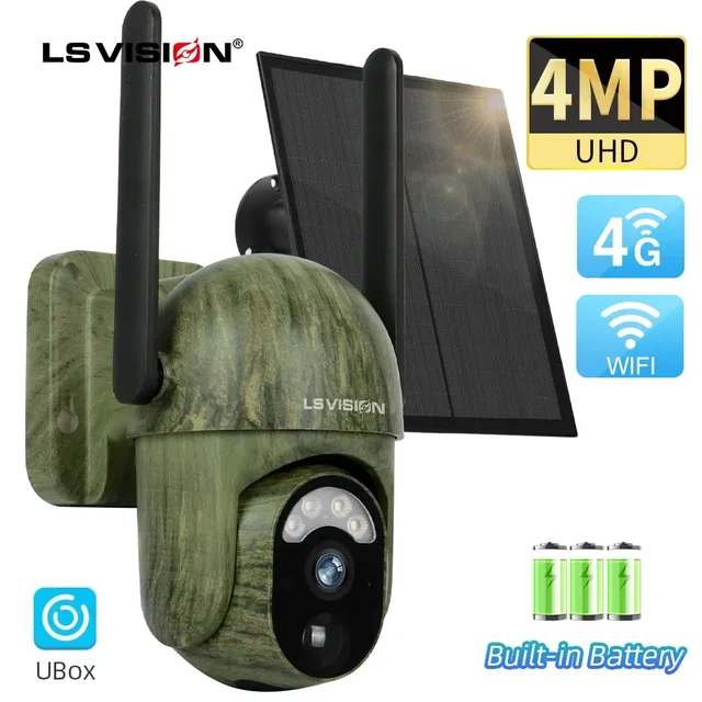 LS VISION 4MP 4G Solar Security Camera Wireless Outdoor WiFi Human/Animal Detection 2-Way Talk IP66 Waterproof Wildlife Camera 1