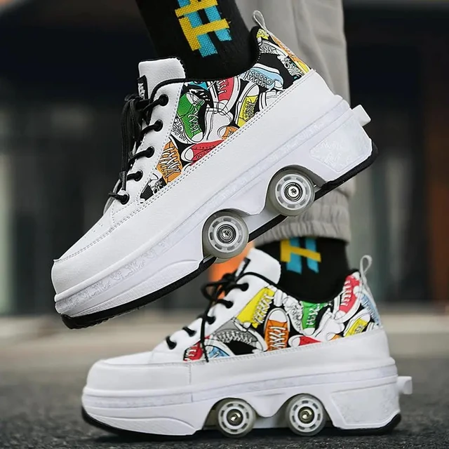 Chaussures De Skate À Roulettes Pour Femmes Et Filles, Baskets À 4 Roues  Pour Enfants, Chaussures De Sport Décontractées À La Mode, 2022 - Chaussures  De Sport - AliExpress