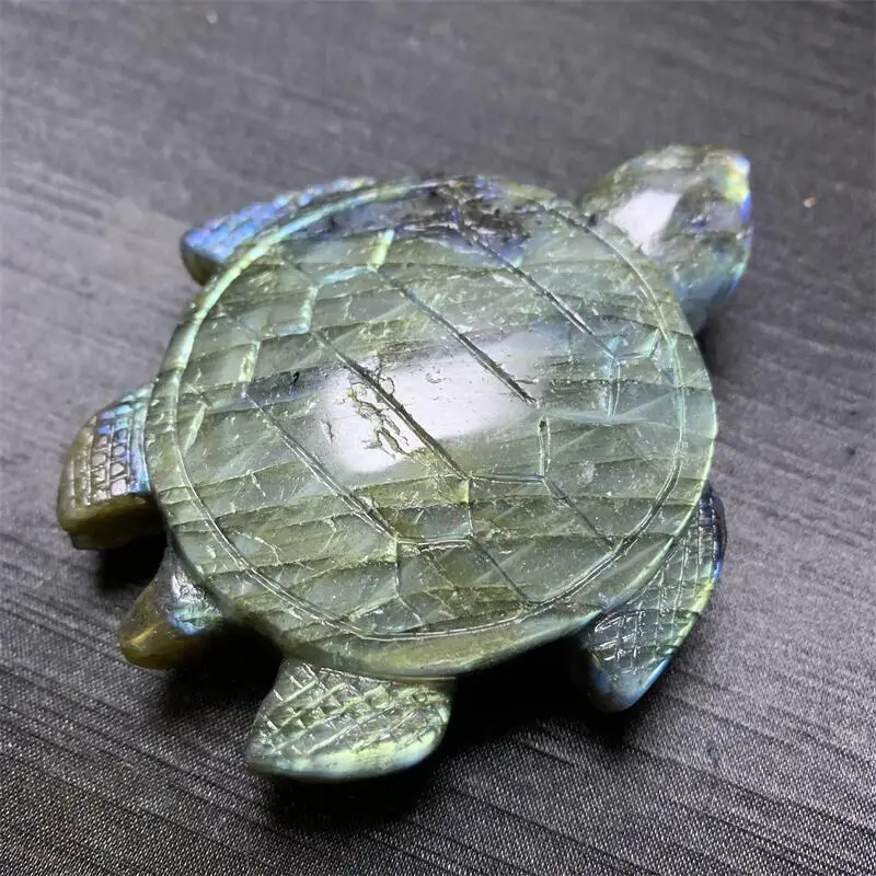 

1PC Natural Labradorite Tortoise Crystal Carving Animals Healing Stone Home Decoration Fish Tank Crafts Ornaments