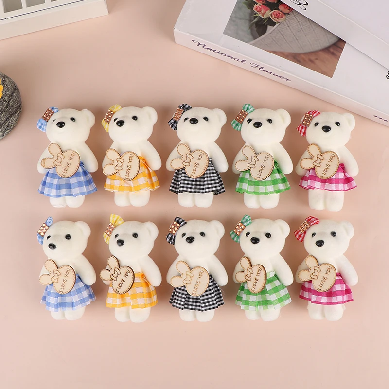 10PCS 10cm Kawaii Soft Stuffed Bear Plush Foam Toys Cartoon Bouquet Doll Mini Bear Doll Toy Small Gift Bag Pendant Doll-Series 4 Plush Toy Plush Doll Toy Plush Doll