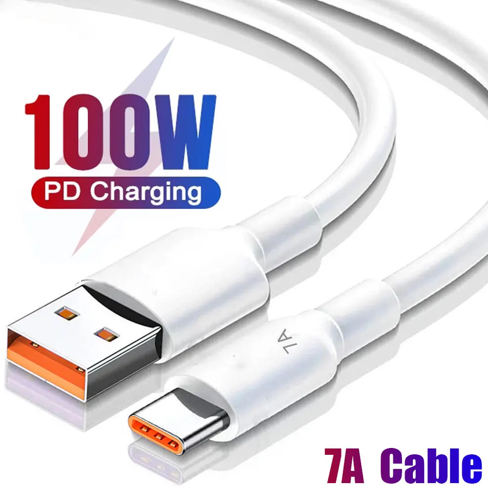 7A 100W USB тип C супер бърз кабел за Huawei Mate 40 30 Xiaomi Honor бързо зареждане USB C кабел за зарядно устройство Кабел за данни