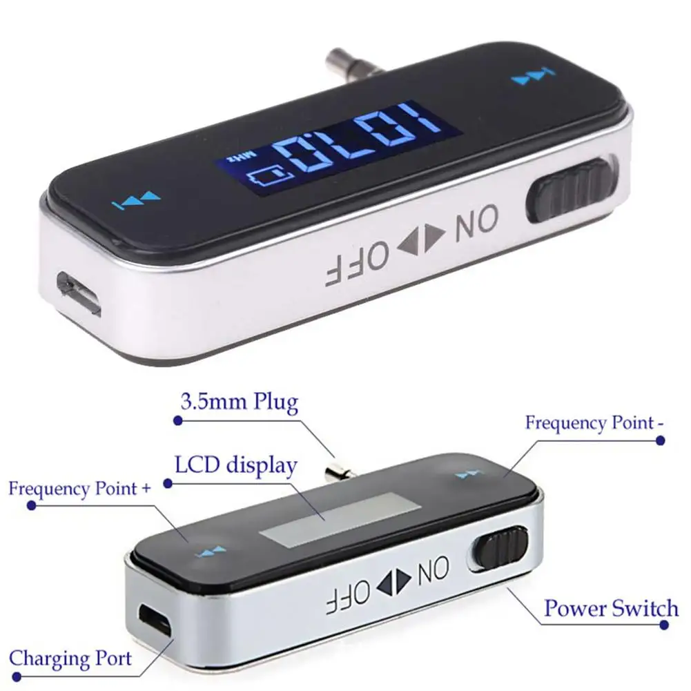  - 1pc 3.5mm In-car Music Audio FM Transmitter Car Kit LCD Display Mini Wireless Transmitter For Android IPhone Accessories