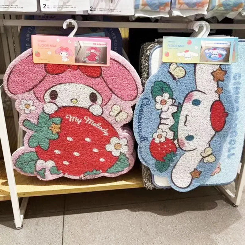 

Sanrios Cinnamoroll Silk Ring Doormat Kawaii Anime My Melody Bedroom Living Room Carpet Home Decor Gift Anti Slip Dirt Resistant