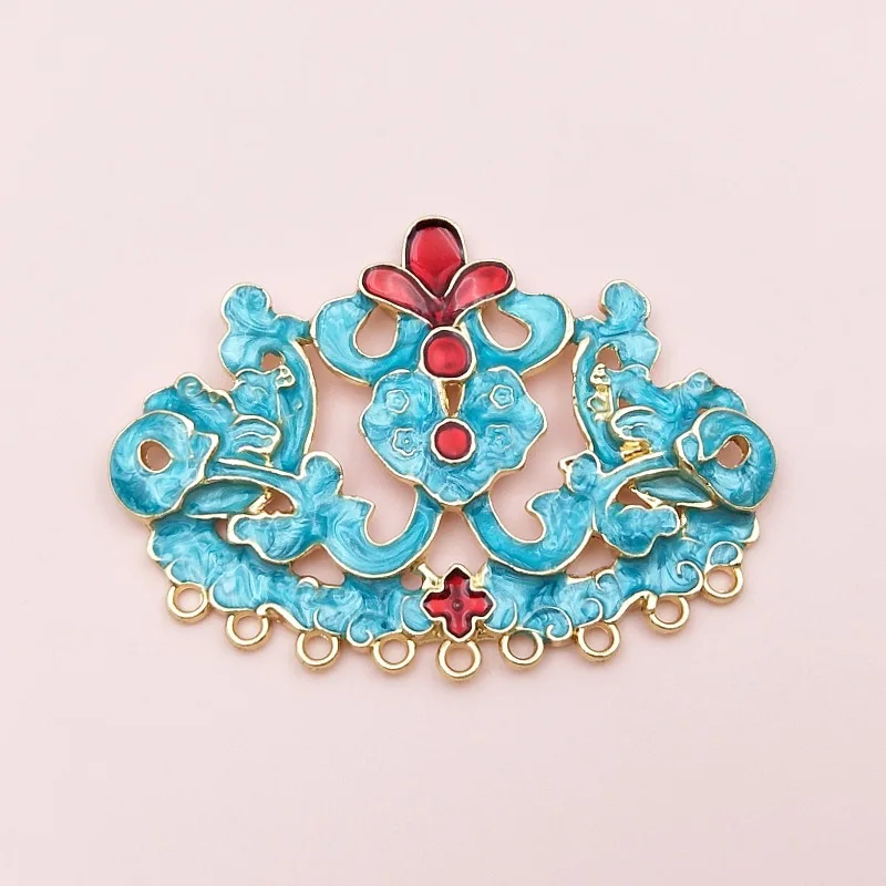 금속 합금 에나멜 꽃 커넥터, DIY 쥬얼리 제작 액세서리, 45x62mm, 10 개