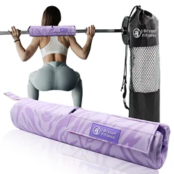 Leather Barbell Pad for Squats and Hip Thrusts - Neck Pressure Relief for Weightlifting Fitness (PURPLE)