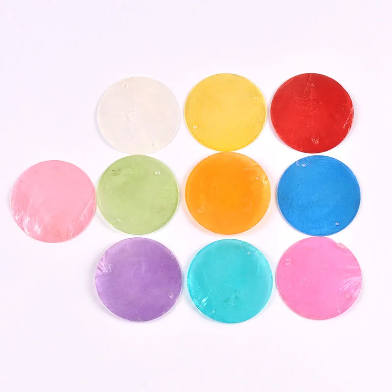 Colorful Round 2 Hole Shells Pendant Hanger DIY Jewelry Making Necklace Charms Gift Decoration Handmade Accessoires 5/10pcs 50mm natural shell ornaments